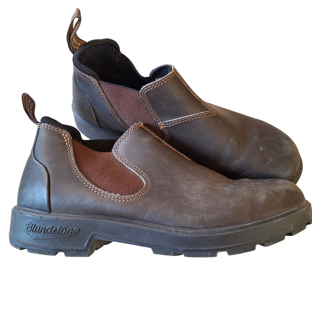 Blundstone Mens Chelsea Boot Low Pull On Brown Leather Patina 8
